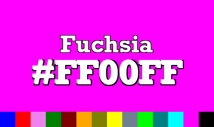 HTML color Fuchsia hex: FF00FF