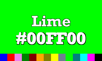 HTML color Lime hex: 00FF00