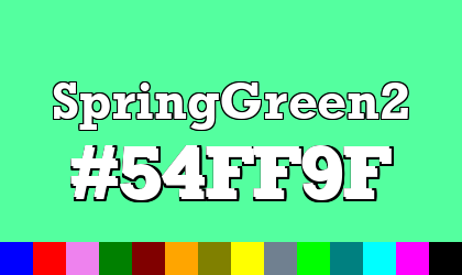 HTML color SpringGreen2 hex: 54FF9F